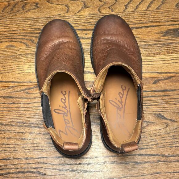 Zodiac Boots Cognac Leather Block Heel Platform Ankle Booties Women’s 8.5 - Picture 6 of 8